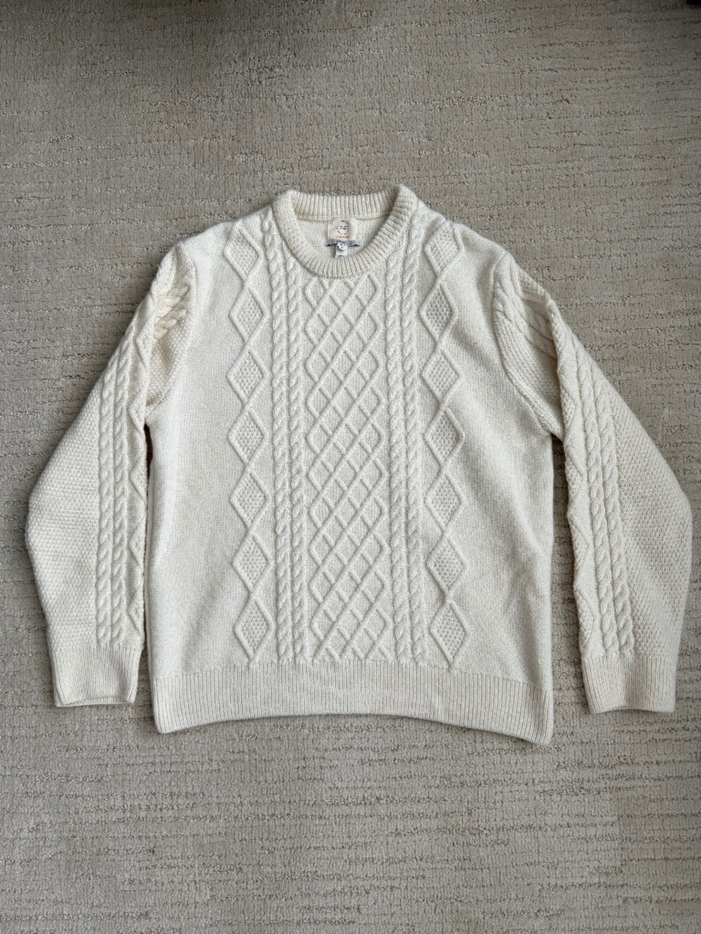 River Island Cream Cable Knit Wool Sweater L
